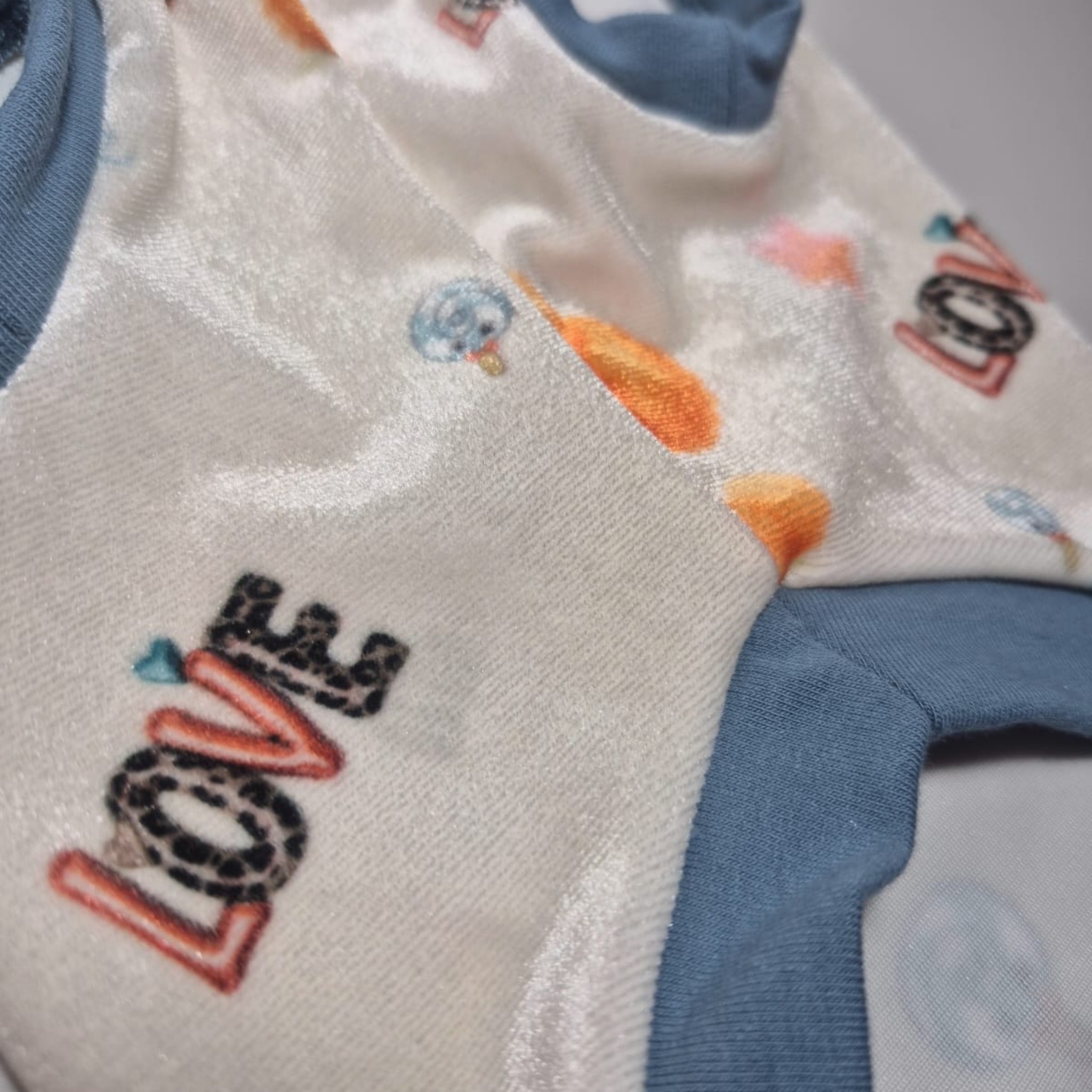 Poodle Blue Sweatshirt - Ciniglia Vellutata Blu con Ricamo Barboncino e Dettagli Glitter